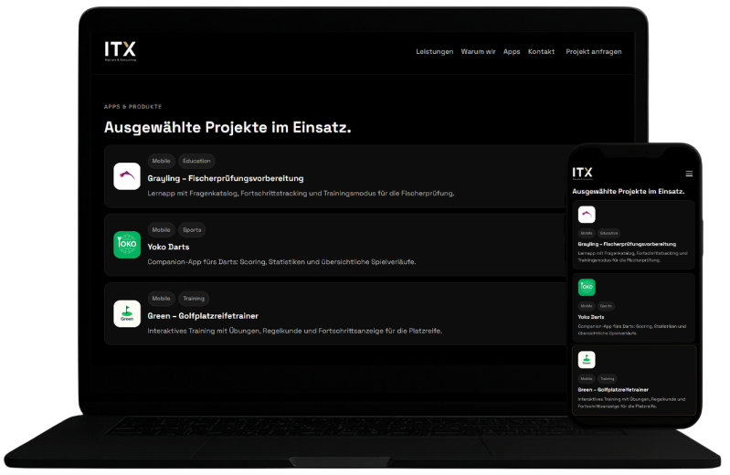 Laptop und Smartphone mit IT Projekten